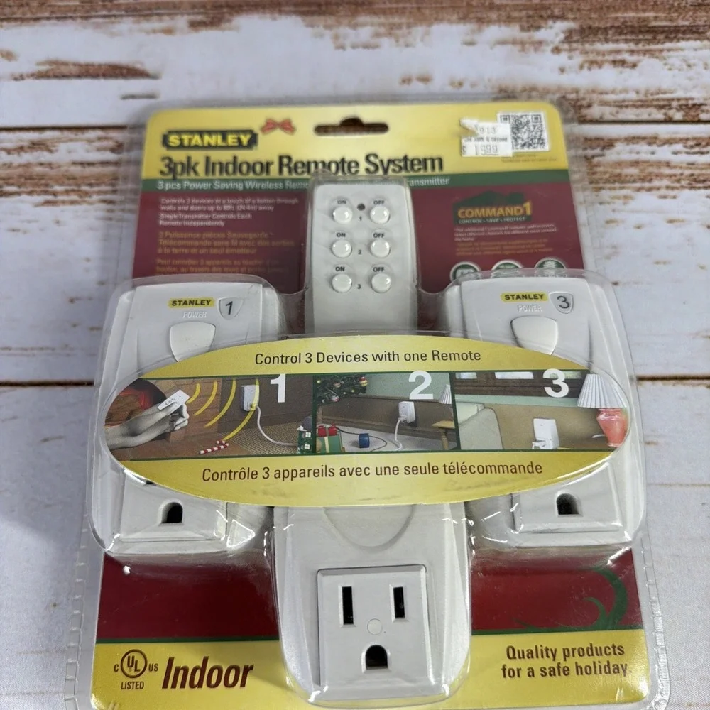 NEW SEALED Stanley Wireless Remote Outlet System 3-Pack 80ft Range PK305